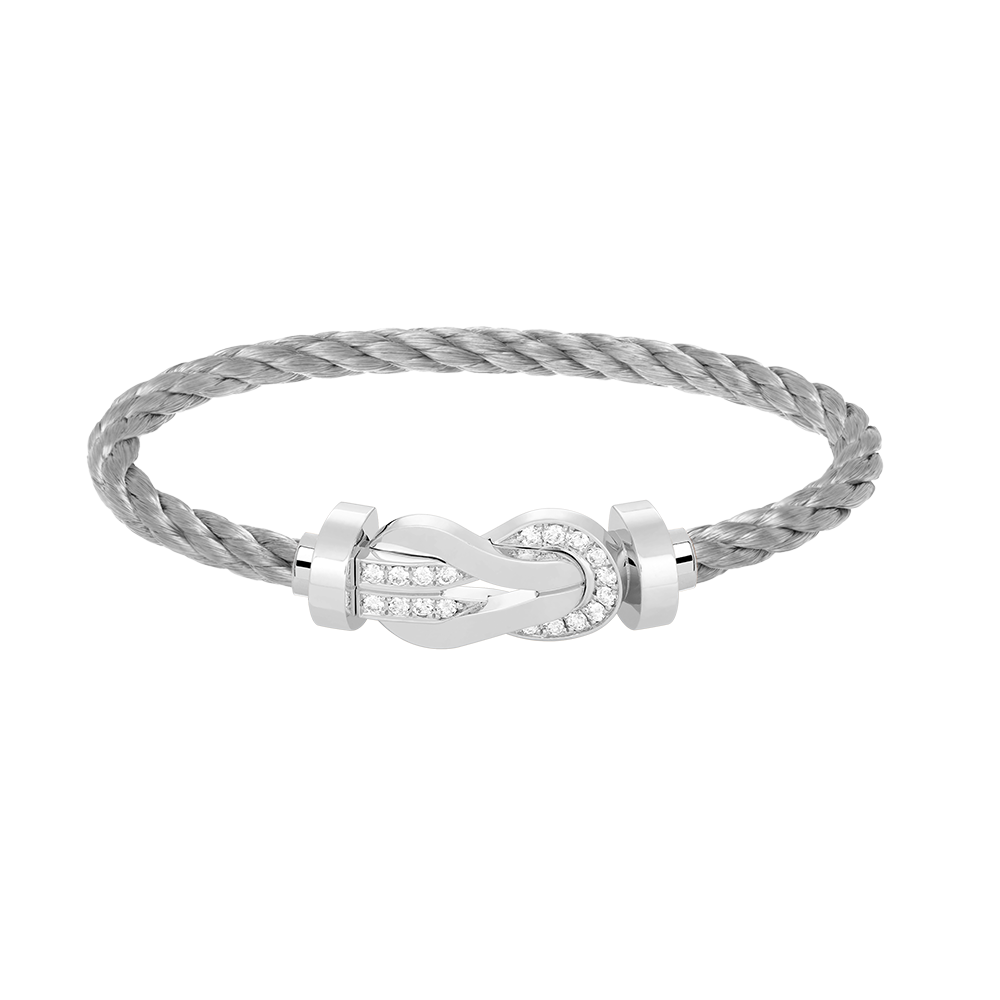 [Charm Aries Jewelry]CHANCE LARGE 8 FIGURE BUCKLE HALF DIAMOND BRACELET SILVER