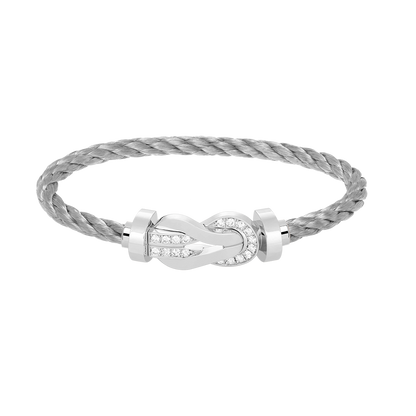 [Charm Aries Jewelry]CHANCE LARGE 8 FIGURE BUCKLE HALF DIAMOND BRACELET SILVER