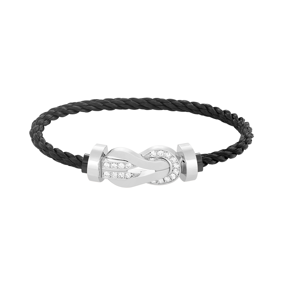 [Charm Aries Jewelry]CHANCE LARGE 8 FIGURE BUCKLE HALF DIAMOND BRACELET SILVER