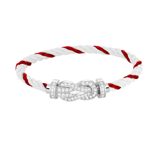 [Charm Aries Jewelry]CHANCE LARGE 8 FIGURE BUCKLE FULL DIAMOND BRACELET SILVER