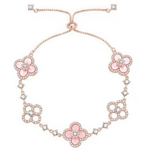 [Charm Aries Jewelry]CLOVER 5 MOTIF PINK BLUE RED WHITE BRACELET