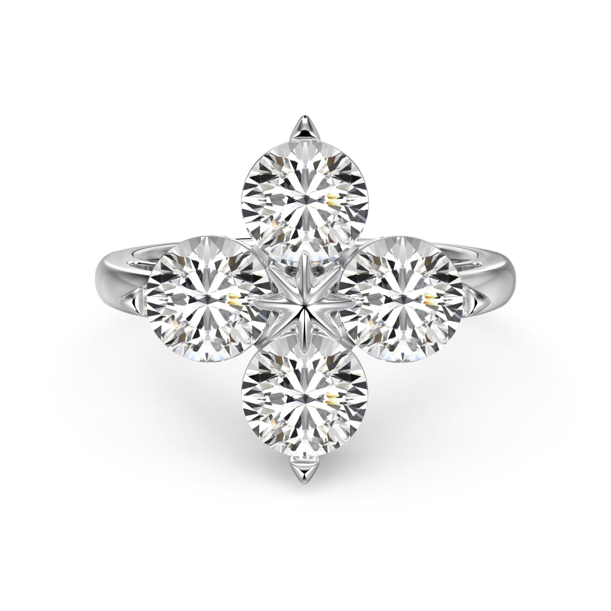 [Charm Aries Jewelry]Four-Leaf Clover Eight-Pointed Star Ring