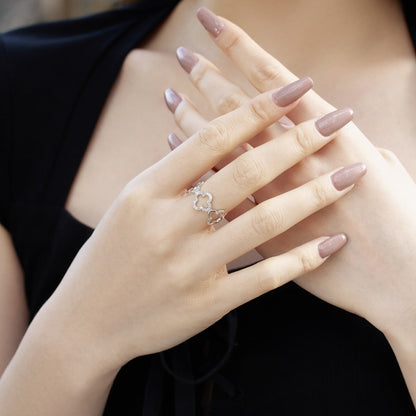 [Charm Aries Jewelry]Hollow Design Four-Leaf Clover Flower Shape Ring