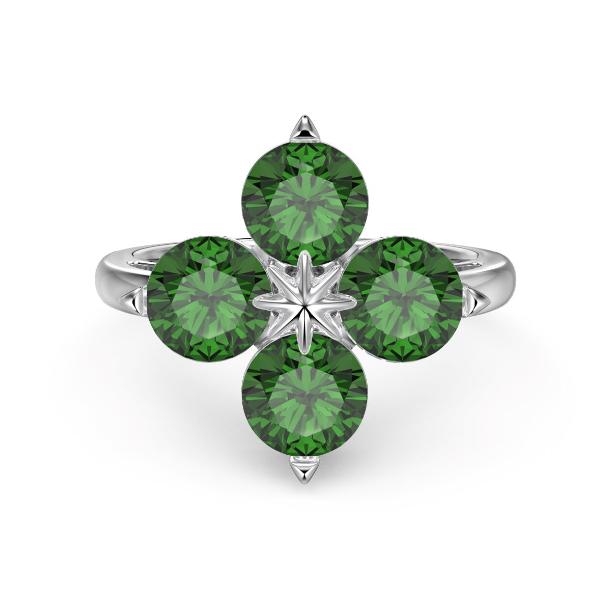 [Charm Aries Jewelry]Four-Leaf Clover Eight-Pointed Star Ring