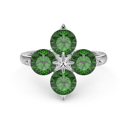 [Charm Aries Jewelry]Four-Leaf Clover Eight-Pointed Star Ring