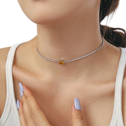 [Charm Aries Jewelry]2.0 carat Ornate Emerald Cut Necklace