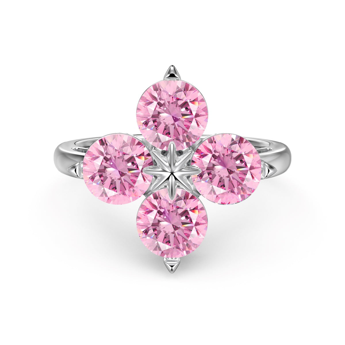 [Charm Aries Jewelry]Four-Leaf Clover Eight-Pointed Star Ring
