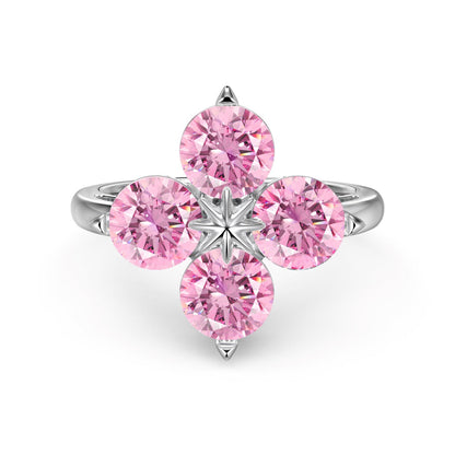 [Charm Aries Jewelry]Four-Leaf Charm Aries Eight-Pointed Star Ring