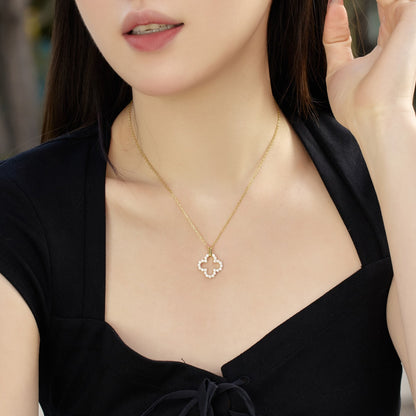 [Charm Aries Jewelry]Four-Leaf Clover Hollow Design Exquisite Necklace