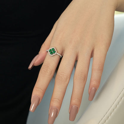 [Charm Aries Jewelry]Four Leaf Clover Flower Design Ring