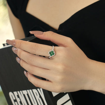 [Charm Aries Jewelry]Four Leaf Clover Flower Design Ring