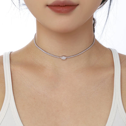 [Charm Aries Jewelry]1.0 Carat Shining Oval Cut Necklace