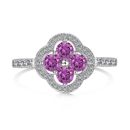 [Charm Aries Jewelry]Four Leaf Clover Flower Design Ring