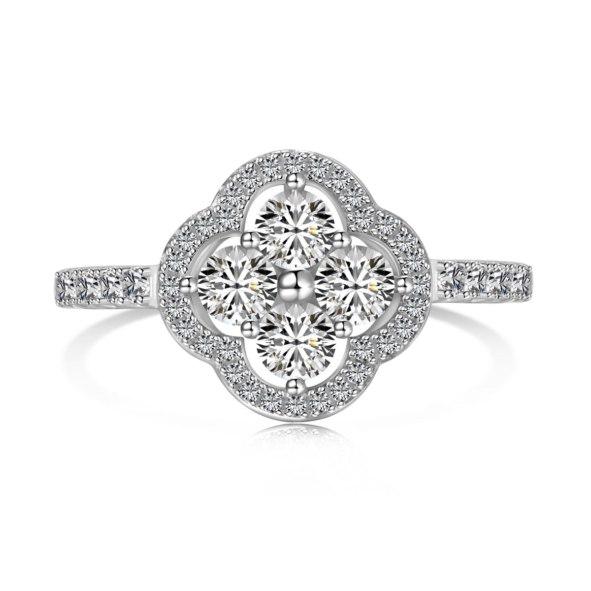 [Charm Aries Jewelry]Four Leaf Clover Flower Design Ring