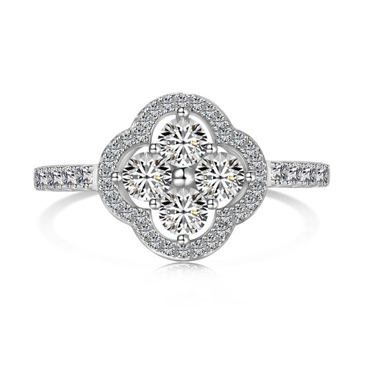 [Charm Aries Jewelry]Four Leaf Clover Flower Design Ring
