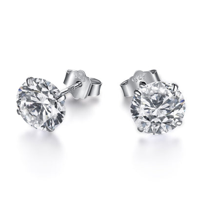 [Charm Aries Jewelry]Stylish Shiny Round Center Stone Stud Earrings