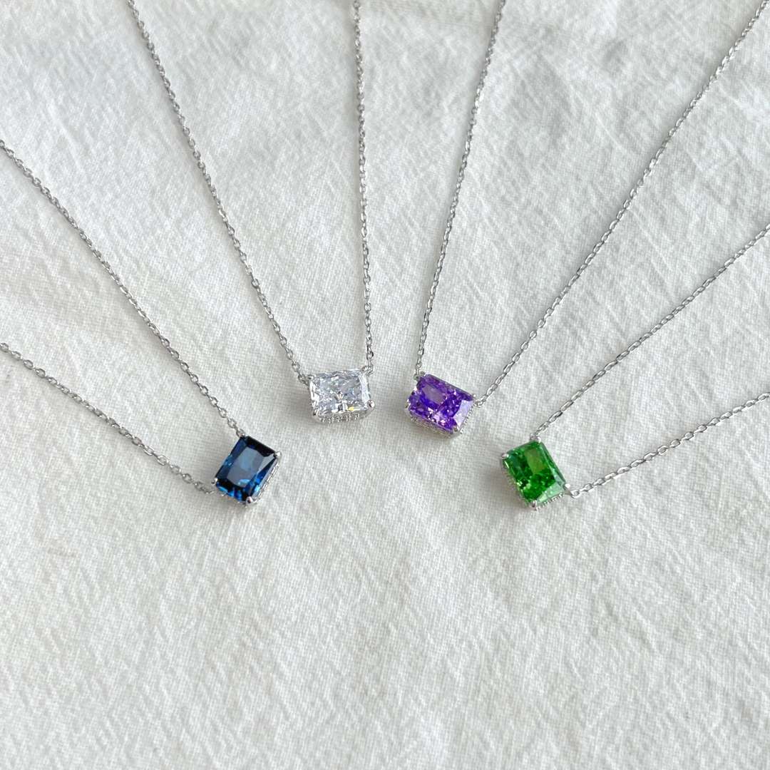 [Charm Aries Jewelry]Luxurious Square Shape Colorful Necalack