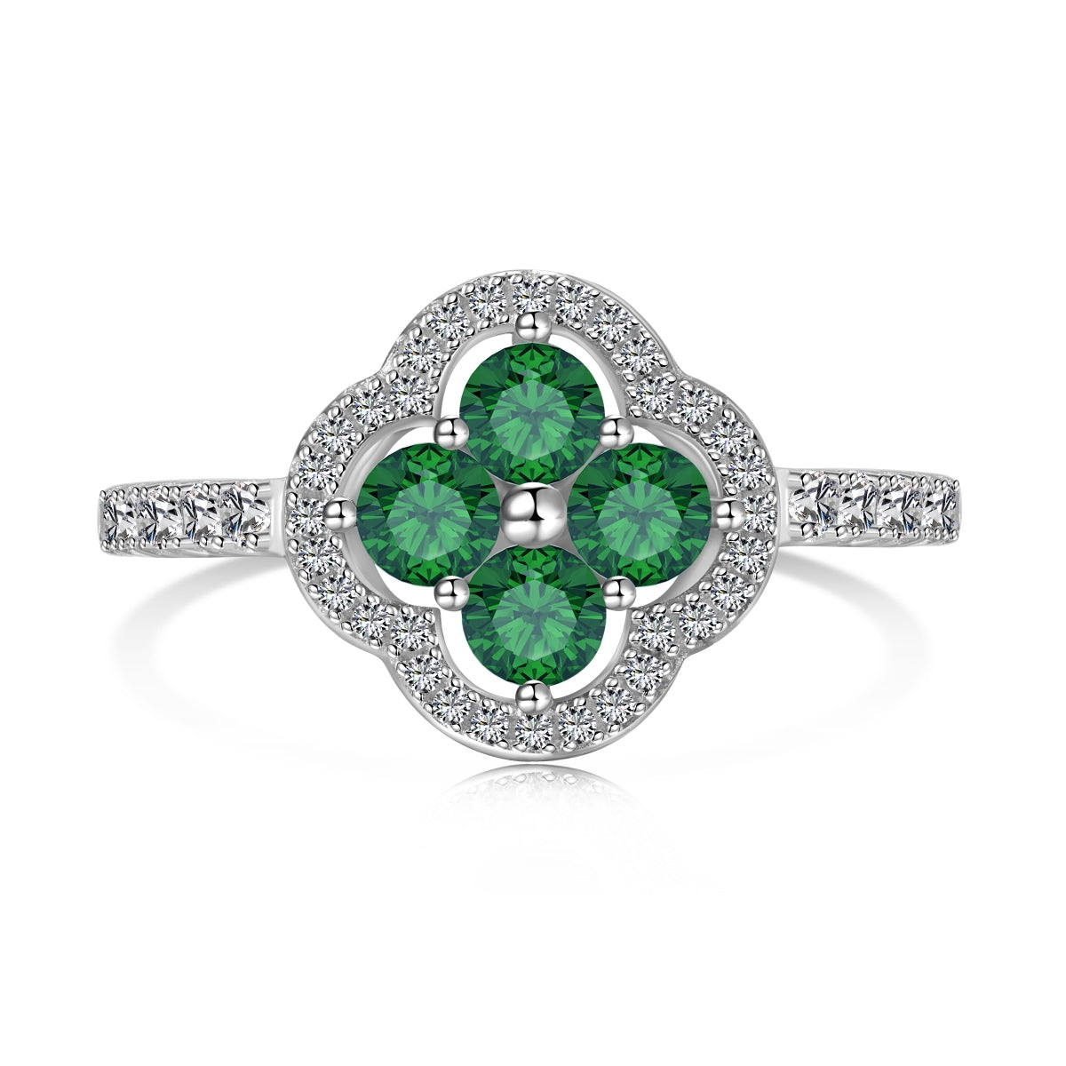 [Charm Aries Jewelry]Four Leaf Clover Flower Design Ring