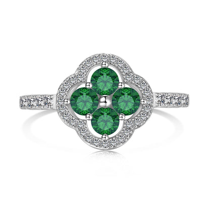[Charm Aries Jewelry]Four Leaf Clover Flower Design Ring