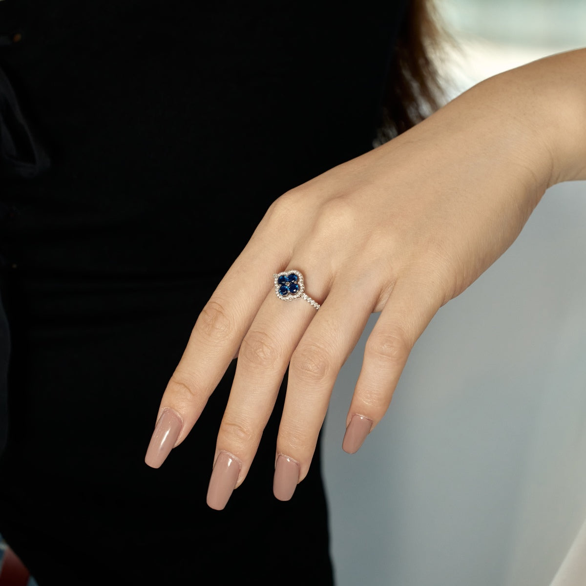 [Charm Aries Jewelry]Four Leaf Clover Flower Design Ring