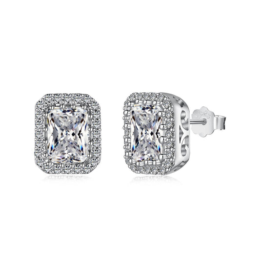 [Charm Aries Jewelry]1.0 Carat Luxurious Dainty Emerald Cut Daily Earrings