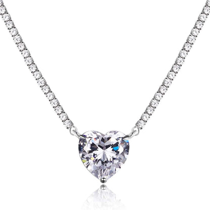 [Charm Aries Jewelry]8.0 Carat Versatile Colorful Sweet Heart-Shaped Tennis Necklace