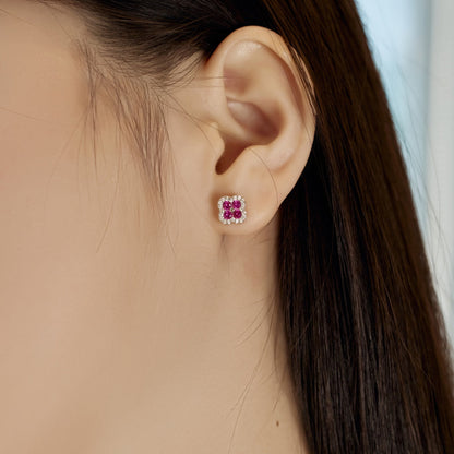 [Charm Aries Jewelry]Four-Leaf Clover Flower Shaped Earrings