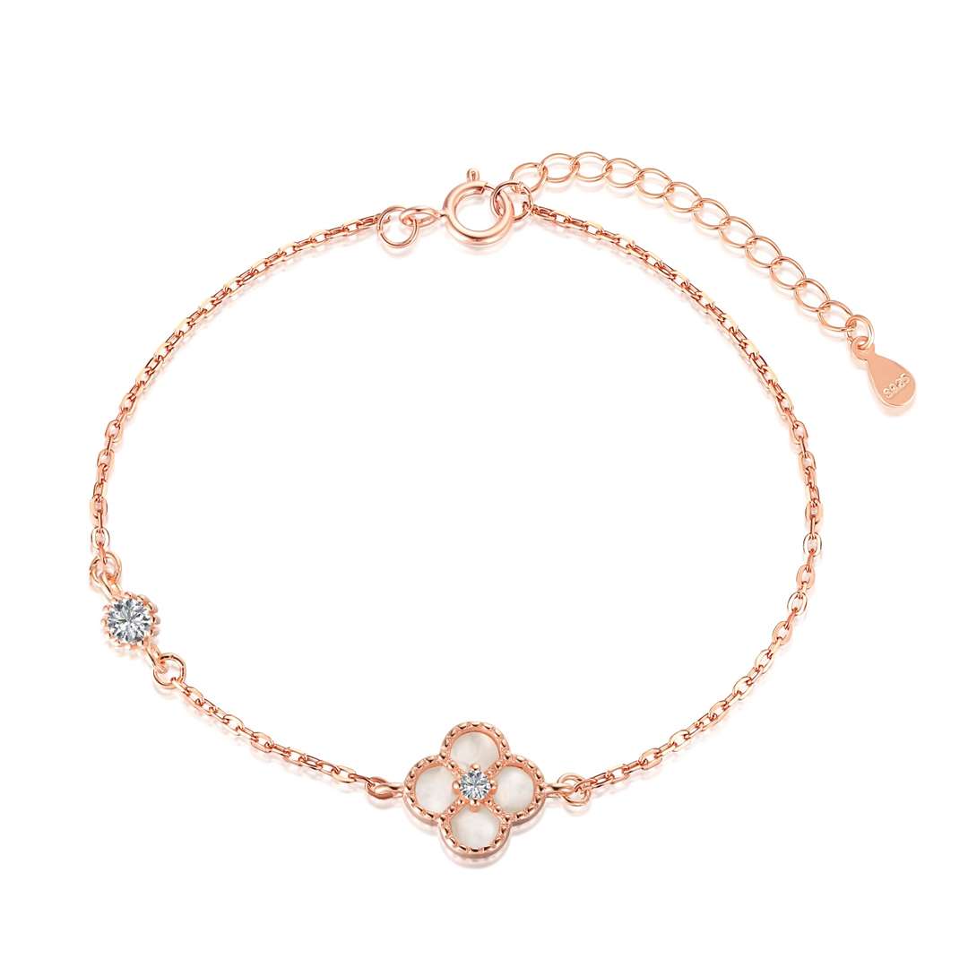 [Charm Aries Jewelry]Delicate Four Leaf Clover Bracelet