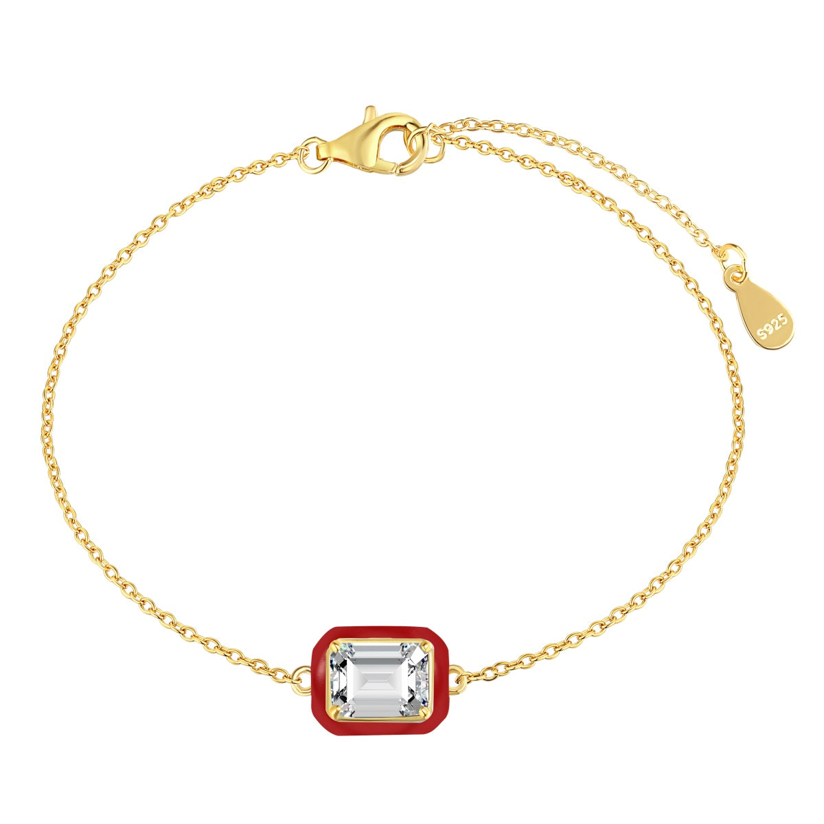 [Charm Aries Jewelry]2.0 Carat Sparkling Colorful Emerald Cut Daily Bracelet