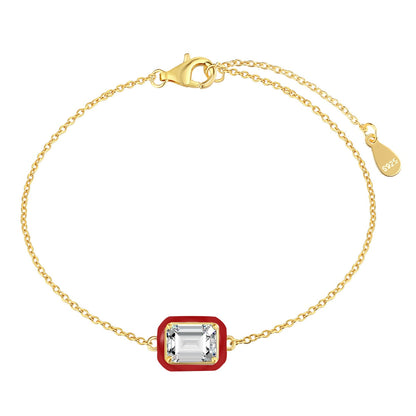 [Charm Aries Jewelry]2.0 Carat Sparkling Colorful Emerald Cut Daily Bracelet