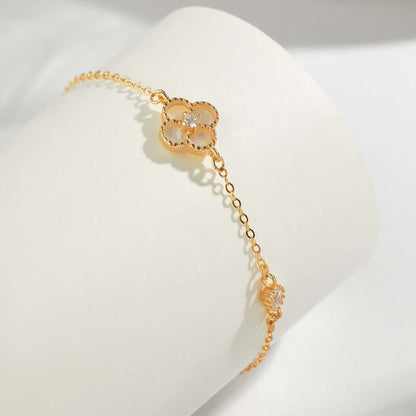 [Charm Aries Jewelry]Delicate Four Leaf Clover Bracelet