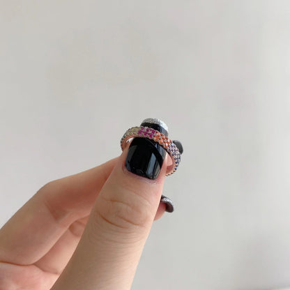 [Charm Aries Jewelry]Unique Colorful Round Cut Tennis Ring