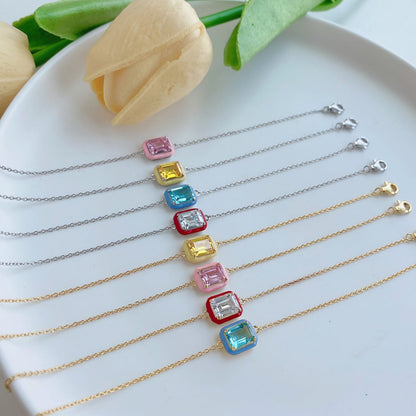 [Charm Aries Jewelry]2.0 Carat Sparkling Colorful Emerald Cut Daily Bracelet