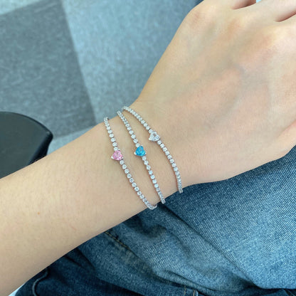 [Charm Aries Jewelry]0.5 Carat Elegant Romantic Heart Shape Lover Bracelet