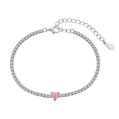 [Charm Aries Jewelry]0.5 Carat Elegant Romantic Heart Shape Lover Bracelet