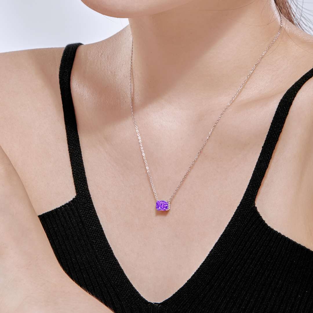 [Charm Aries Jewelry]Luxurious Square Shape Colorful Necalack