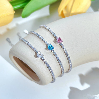 [Charm Aries Jewelry]0.5 Carat Elegant Romantic Heart Shape Lover Bracelet
