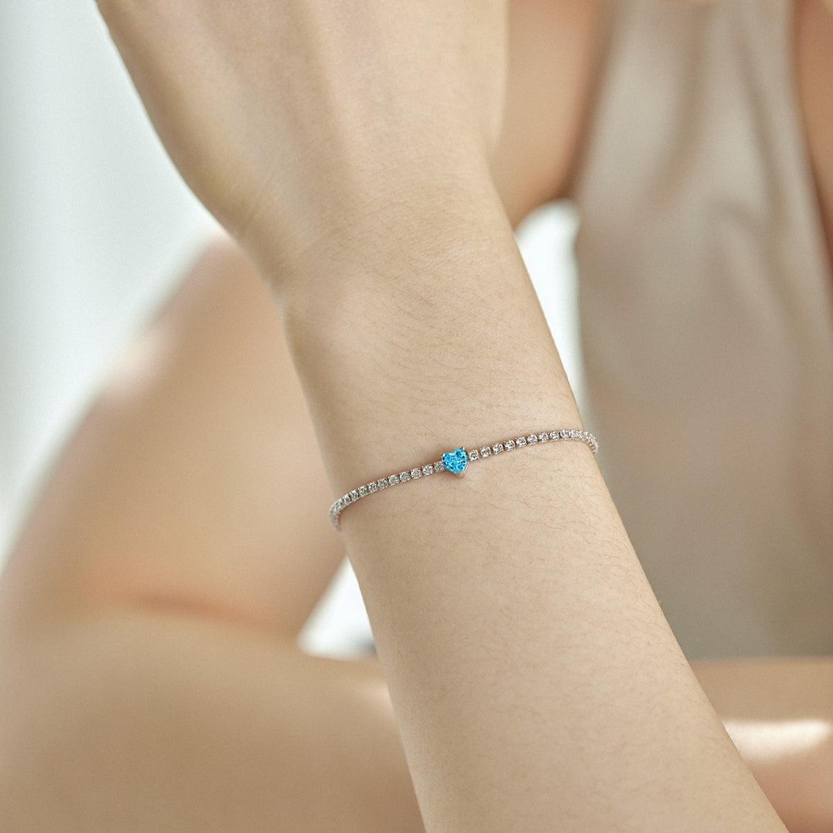 [Charm Aries Jewelry]0.5 Carat Elegant Romantic Heart Shape Lover Bracelet