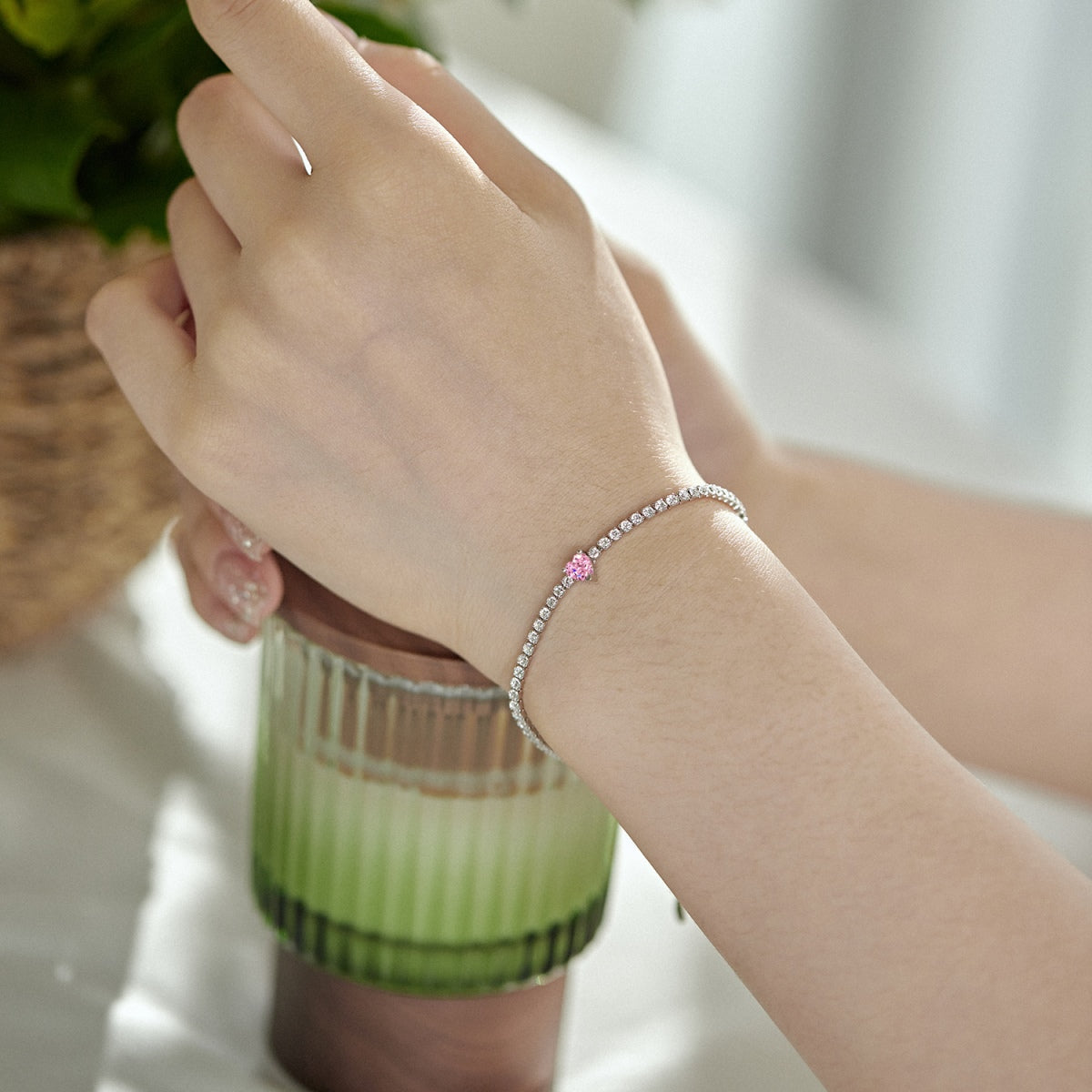 [Charm Aries Jewelry]0.5 Carat Elegant Romantic Heart Shape Lover Bracelet