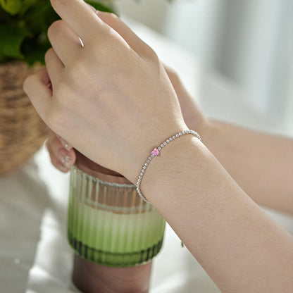[Charm Aries Jewelry]0.5 Carat Elegant Romantic Heart Shape Lover Bracelet