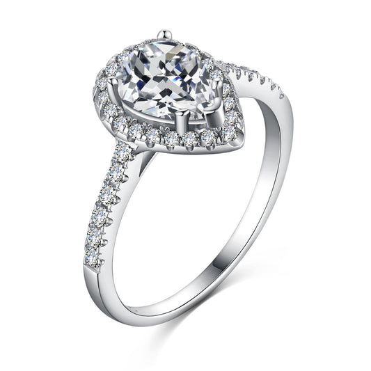 [Charm Aries Jewelry]1.0 Carat Luxurious Resplendent Water Drop Shape Wedding Ring
