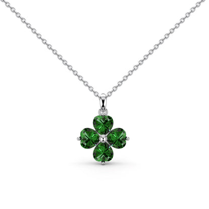 [Charm Aries Jewelry]Heart-Shaped Four-Leaf Clover Bead Necklace