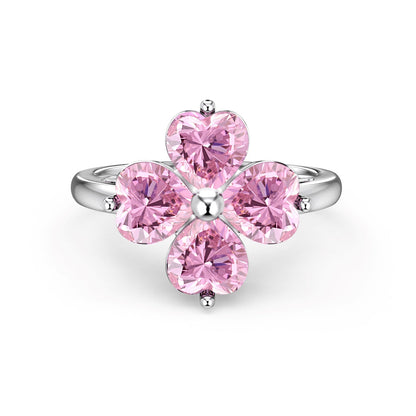 [Charm Aries Jewelry]Heart-shaped Four-Leaf Clover Ball Ring