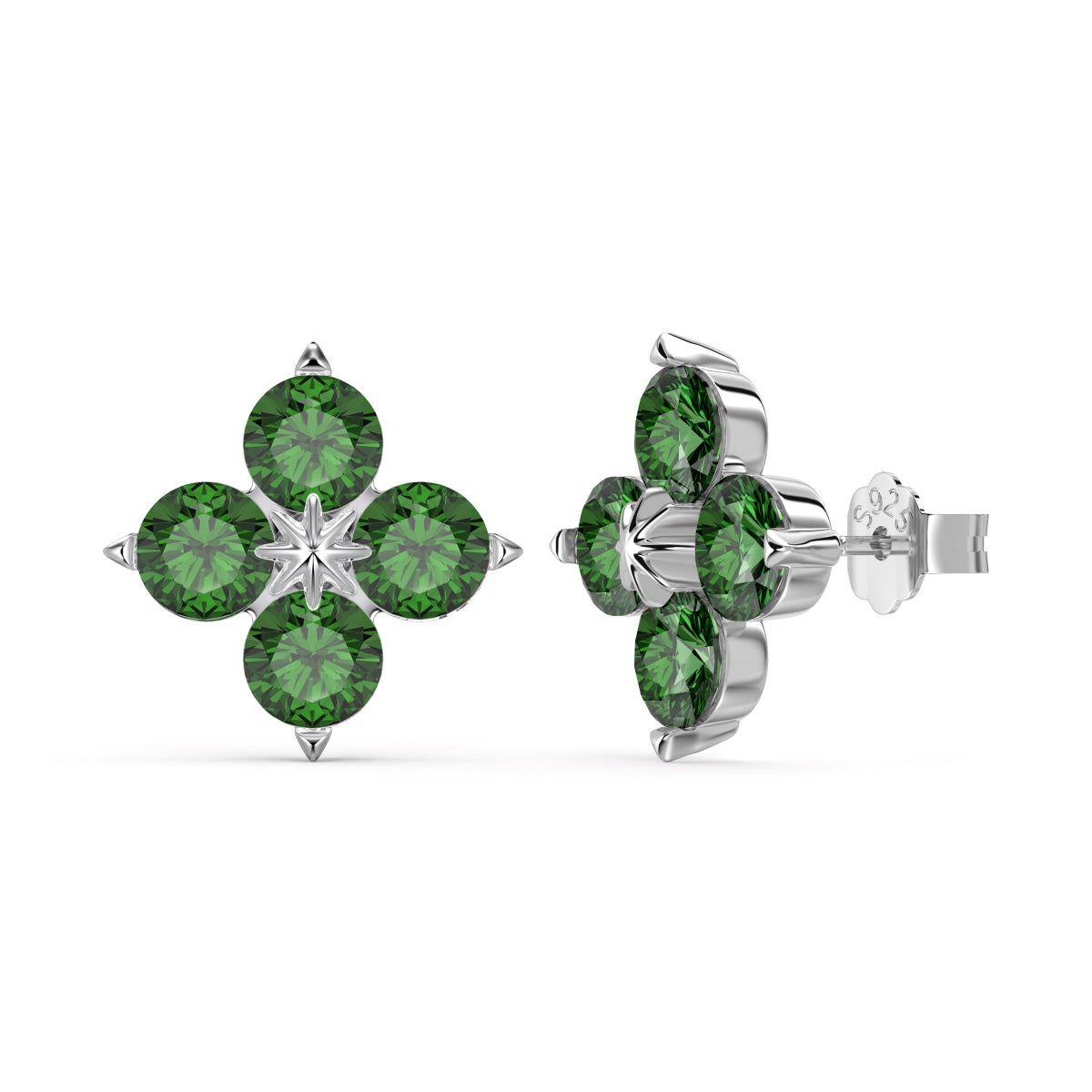 [Charm Aries Jewelry]Four-Leaf Clover Eight-Pointed Star Earrings