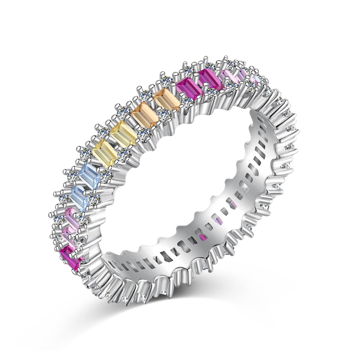 [Charm Aries Jewelry]Splashy Ornate Emerald Cut Cocktail Ring
