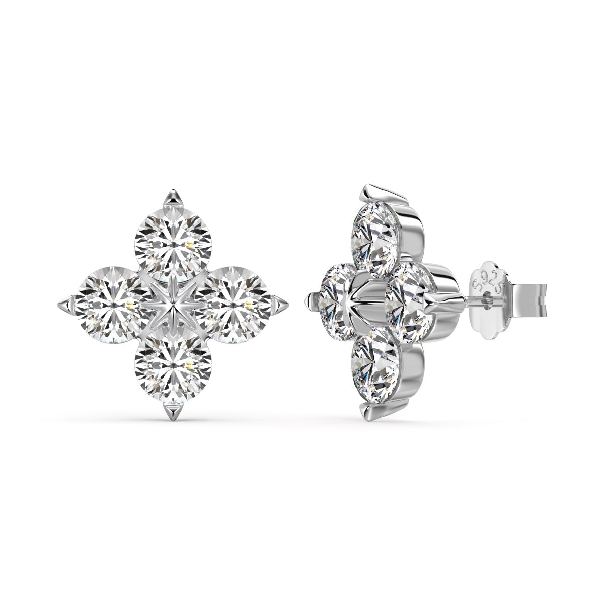 [Charm Aries Jewelry]Four-Leaf Clover Eight-Pointed Star Earrings