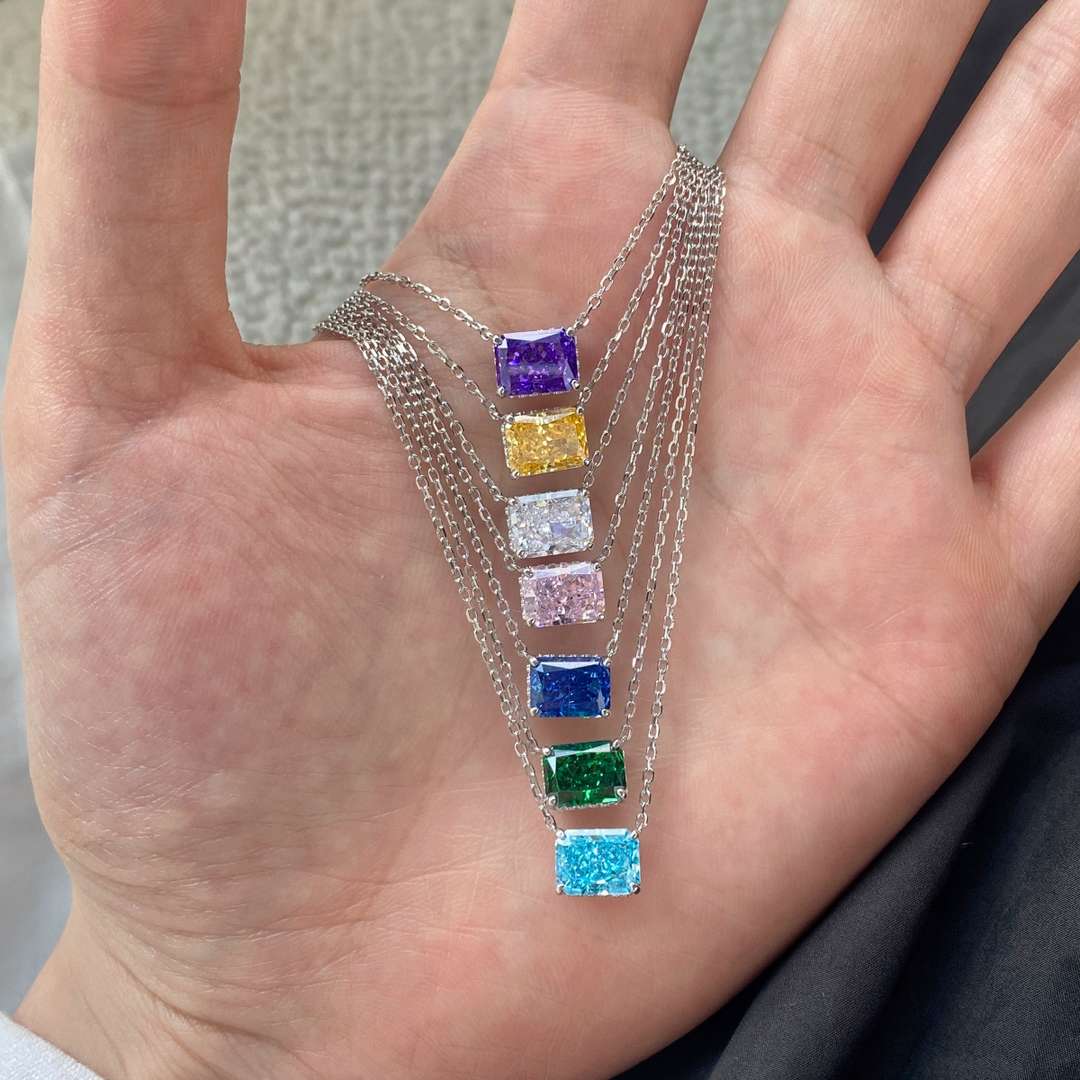 [Charm Aries Jewelry]Luxurious Square Shape Colorful Necalack