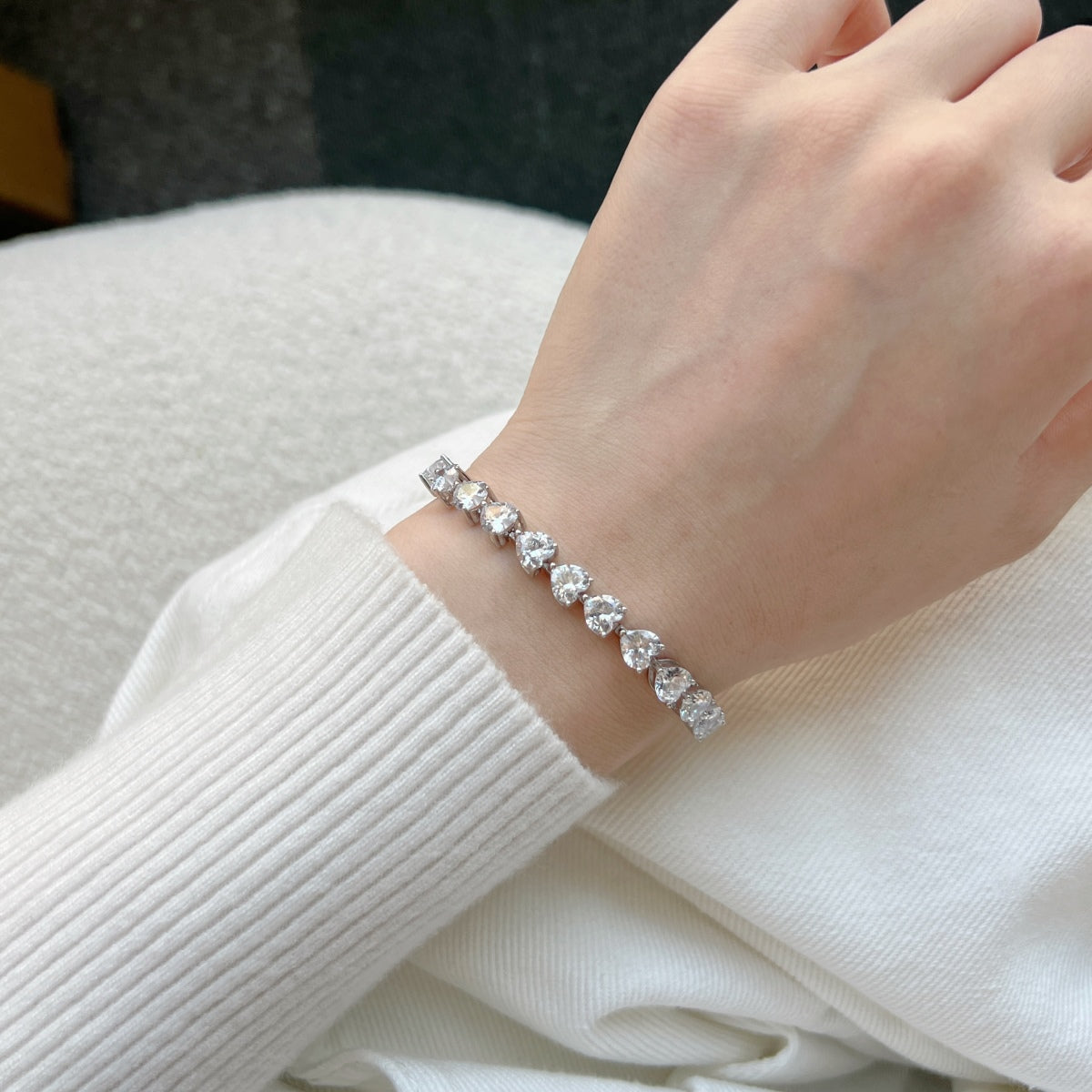 [Charm Aries Jewelry]0.75 Carat Elegant Romantic Heart Shape Lover Bracelet