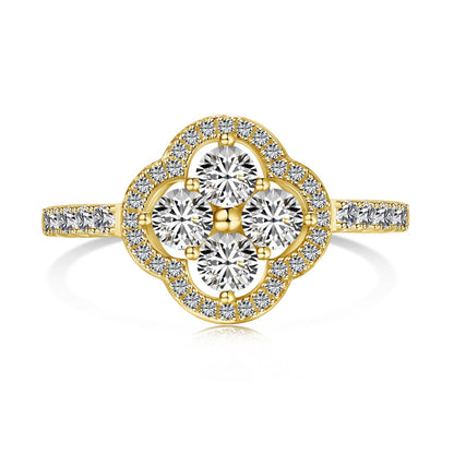 [Charm Aries Jewelry]Four Leaf Clover Flower Design Ring