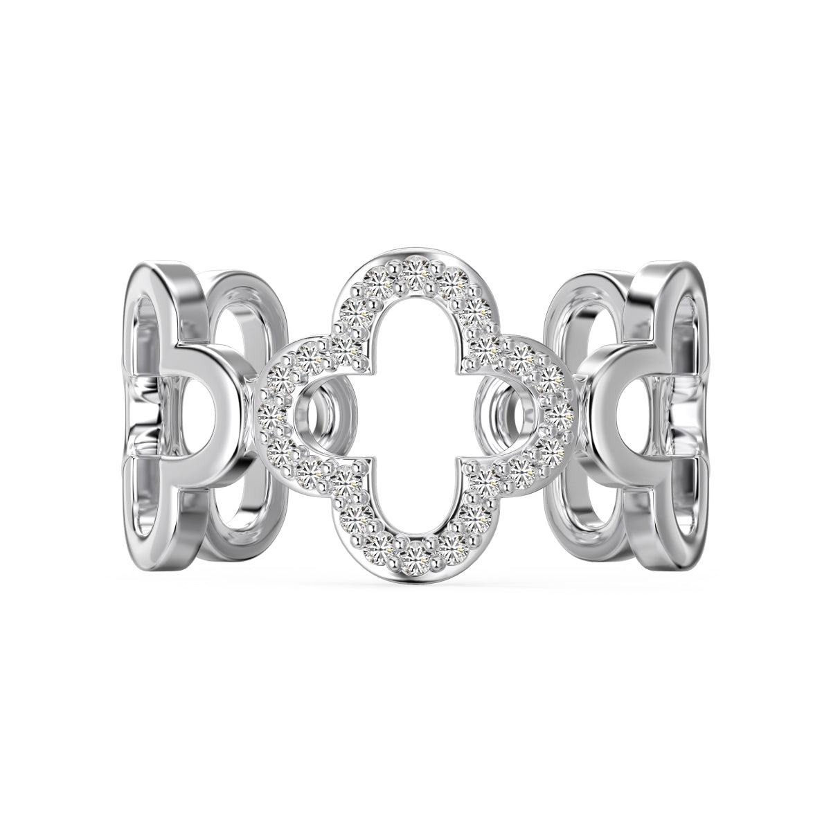 [Charm Aries Jewelry]Hollow Design Four-Leaf Clover Flower Shape Ring